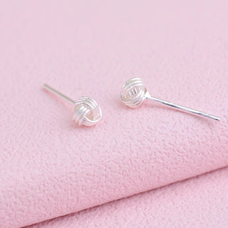 Sterling Silver Tiny Love Knot Stud Earrings