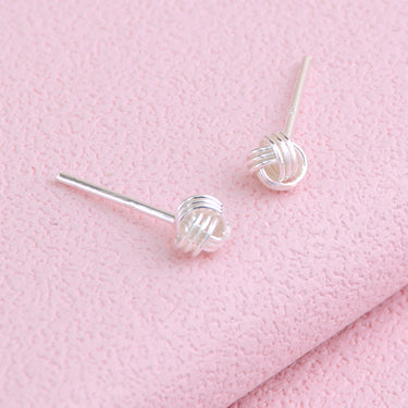Sterling Silver Tiny Love Knot Stud Earrings