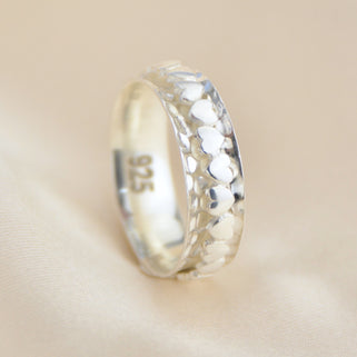 Sterling Silver Hammered Hearts Spinning Ring