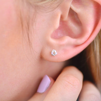 Sterling Silver Tiny Love Knot Stud Earrings