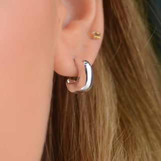 Sterling Silver Misshapen Huggie Hoop Earrings