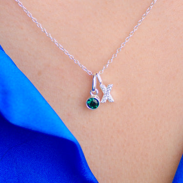 Silver Sparkle Kiss Birthstone Necklace