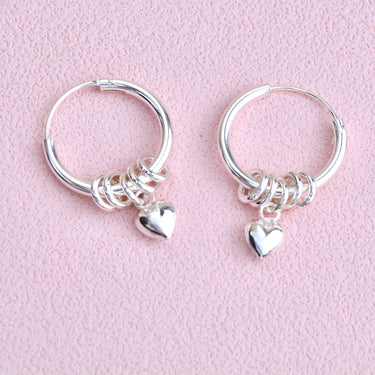 Sterling Silver Sweetie Heart Hoop Earrings