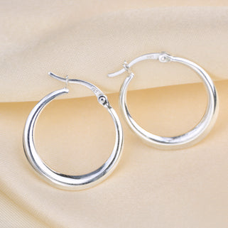 Sterling Silver Tapered Creole Hoop Earrings