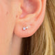 Sterling Silver And CZ Mini Double Star Stud Earrings