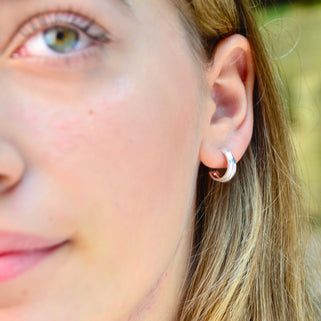 Sterling Silver Little Chunky Hoop Earrings