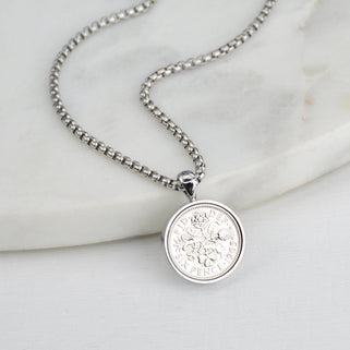 Men's Personalised 1965 Sixpence Necklace