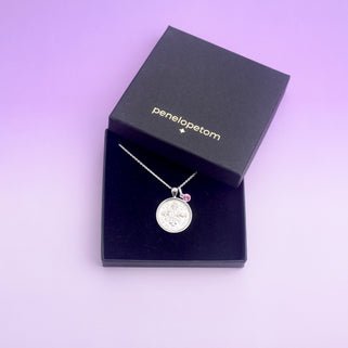 Personalised 1965 Sixpence and Birthstone Necklace