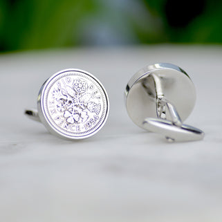 Luxury 70th Birthday 1954 Sixpence Cufflinks