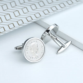 Personalised Sixpence Coin Birthday Cufflinks 1947 to 1967