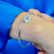 Sterling Silver Initial Birthstone bangle with June /Alexandrite charm and letter A on circle charm