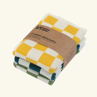 Reusable Cotton Dishcloths Set of 3 - Citrus Mix Check