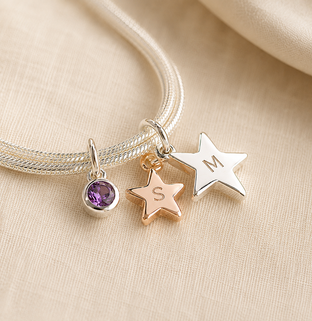 Personalised Birthstone Double Star Bracelet
