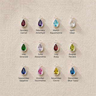 Personalised Silver Teardrop Birthstone Necklace