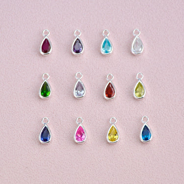 Silver Teardrop Birthstone Charms