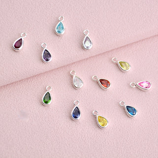 Silver Teardrop Birthstone Charm