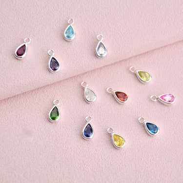 Silver Teardrop Birthstone Charm