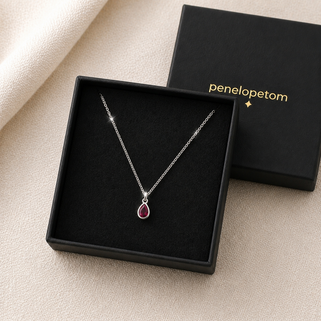 Personalised Silver Teardrop Birthstone Necklace