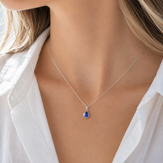 Personalised Silver Teardrop Birthstone Necklace