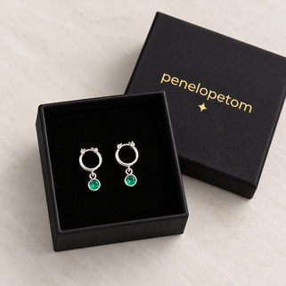 Sterling Silver Birthstone Huggie Hoop Earrings