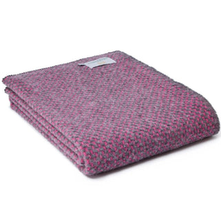 Twill Pink and slate wool throw shown folded