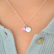 Valentines Heart Birthstone and Initial Necklace in Sterling Silver