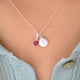 Valentines Heart Birthstone and Initial Necklace in Sterling Silver