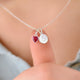 Valentines Heart Birthstone and Initial Necklace in Sterling Silver