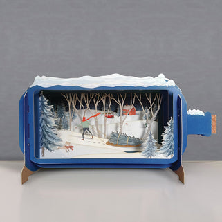 Walker Pulling Tree Bottle Christmas Card