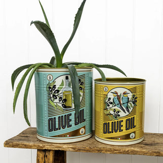Set of 2 XL Olive Oil Storage Tins