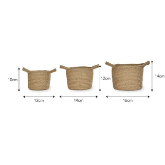 Natural Jute Woven Plant Pots Set of Three