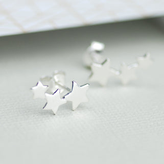 Sterling Silver Triple Star Ear Climbers