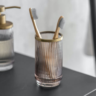 Brass and Glass Toothbrush Holder