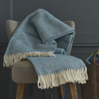 Beehive Petrol Blue Wool Throw