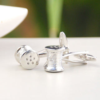 Personalised Second Anniversary Cotton Reel Cufflinks