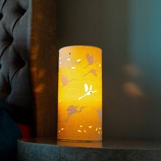 Cranes and Bamboo Fabric Lamp
