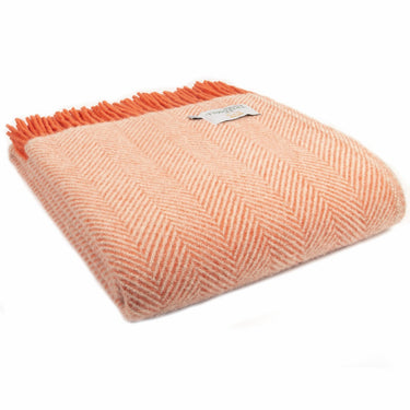 Herringbone Wool Throw Flamingo and Pearl