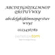 Alphabet and number example in font