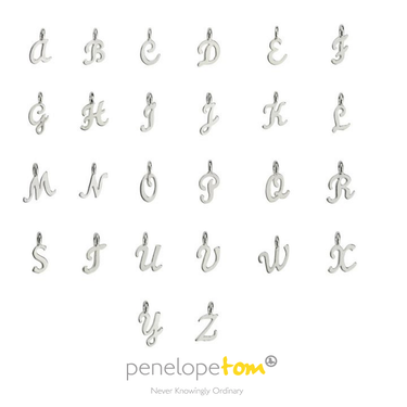 Mini Script Font Initial Charms A-Z