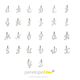 Mini Script Font Initial Charms A-Z
