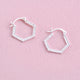 Silver Hexagon Textured Hoops