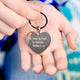 Silver heart keyring with personalised message 