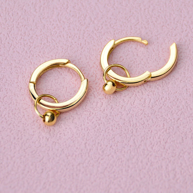Gold Ball Hoop Huggie Earrings