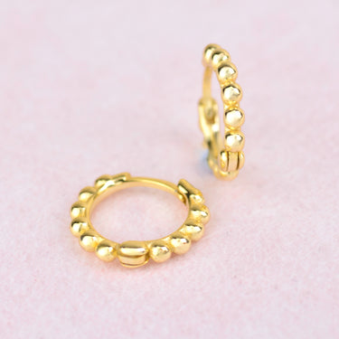 Gold Beaded Huggie Hoop Earrings