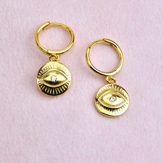 Gold Evil Eye Huggie Hoop Earrings