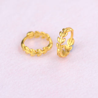 Mini Gold Leaf Huggie Hoop Earrings