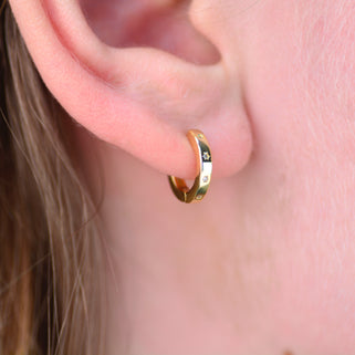 Gold Mini Cz Star Huggie Hoop Earrings