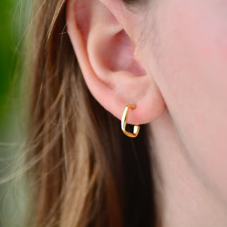 Gold Square Little Hoop Earrings