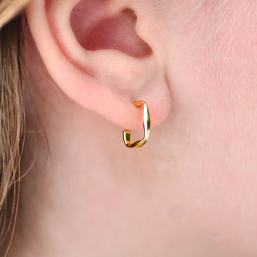 Gold Square Little Hoop Earrings