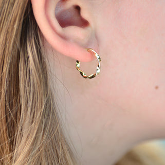 Gold Twisted Hoop Stud Earrings
